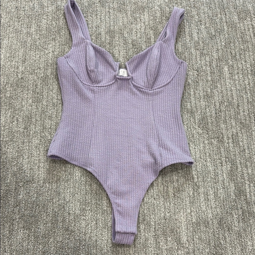 ASTR The Label Lavender Ribbed Bodysuit
